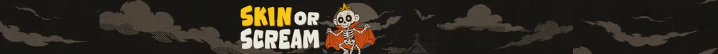 Skin or Scream banner with skeleton monkeys
