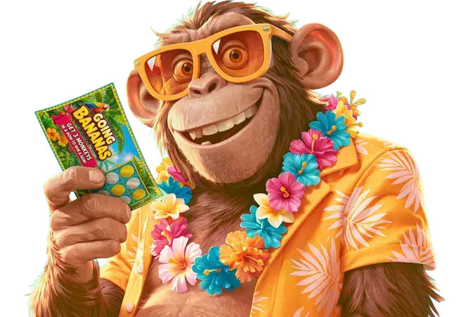 Monkey holding a scratch card